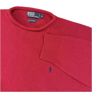 Polo vintage by Ralph Lauren 100% lana girocollo rosso maglione pony uomo XL preppy - Foto 1 di 11