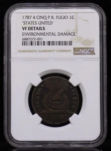 1787 4 Cinq P.R. Fugio 1C States United NGC VF Details-Environmental Damage - Picture 1 of 4