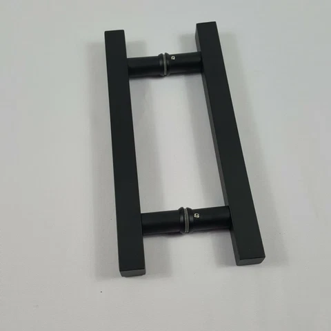Glass Door Handle Matte Black Stainless Steel Square Tube Big Handle Sliding Cover