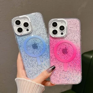 Frauen Mädchen Bling Glitzer Magnet Slim Back Case Fr iPhone 16 Pro Max 15 14 13  - Bild 1 von 20