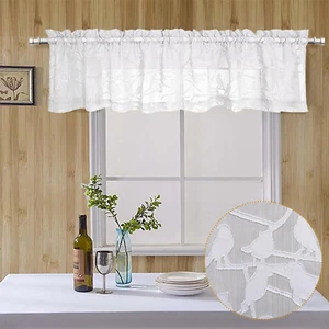 Anji Bird 2 Panels Sheer Kitchen Valances for Windows 14 Inches Long, Classic - Picture 1 of 5