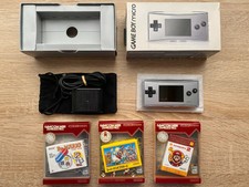 Nintendo Game Boy Micro Silver Console Boxed w/ Famicom Mini Mario 3 Games Combo