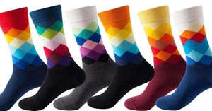 Men's Socks, Dress, Diamond Design Socks, Coloured Cotton Fashion Socks UK 7-11 - Picture 1 of 8