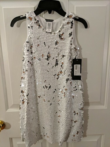 OFF WHITE Abito MARCIANO Off bianco argento paillettes cambio bambina nuovo con etichetta