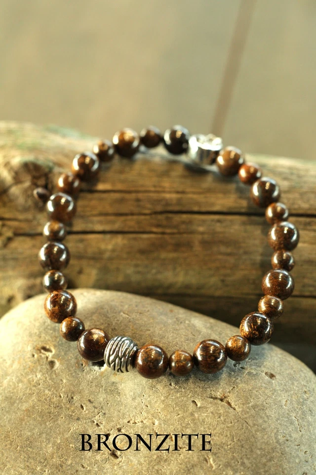  Pulsera para hombre con piedras preciosas de bronce y cuentas de aleación de cromo y cobalto hechas a mano Foto 1 de 4