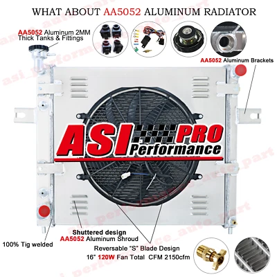 3 Rows Aluminum Radiator+Shroud Fan For 1999-2004 2002 Jeep Grand Cherokee 4.0L — 第 1/4 张图片