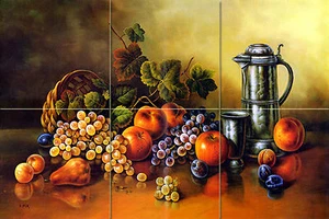 Azulejo de baño salpicadero mural mármol manzana uva Art Corado Pila #1202 - Imagen 1 de 1