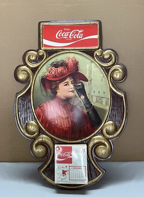 Vintage Coca Cola 1977 Calendar 3D Plastic Advertising Wall Sign Victorian Woman - Image 1 of 4