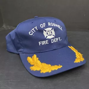 City Of Roswell Fire Department Navy Blue Gold Leaf Nisun Baseball Strapback Hat - Picture 1 of 11