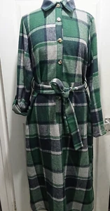 SHEIN Green Mix Check Large Plaid Jacket Fleece Shajacket Long Sleeve EU 40-42 - Picture 1 of 21