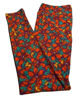 Leggings LuLaRoe TC Alto Curvilíneo Coral Verde FLOR DE HIBISCO Enrejado Informal Foto 1 de 4