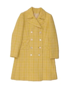 MAX MARA Womens Double Breasted Coat UK 10 Small Yellow Check AV14 - Picture 1 of 6
