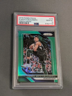 2018-19 Panini Prizm - Giannis Antetokounmpo Green Prizm PSA 10 - Bucks Foto 1 de 2