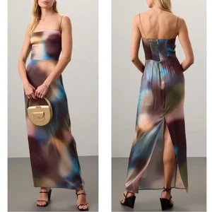 Maxi Vestido Reformation Frankie Columna Desenfocada Seda Talla 12 - Imagen 1 de 15