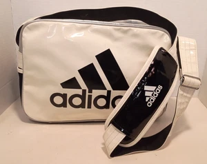 Retro ADIDAS "Enamel Bag" Black/White/Silver Crossbody Sport Satchel Gym Bag - Picture 1 of 19