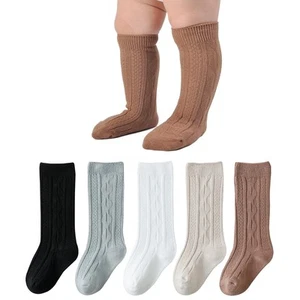 Baby Girl Knee High Socks - Seamless Cable Knit Cotton Stockings for Newborn ... - Picture 1 of 7