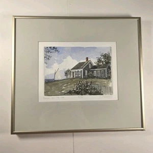 T J Struna Print Hand Colored Dry Point Engraving Cape Cod Roses By The Sea - Picture 1 of 10
