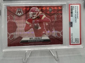2024 Panini Mosaico Color Rojo Partido NFL Debut Xavier Worthy #285 RC Chiefs PSA 9 - Imagen 1 de 3