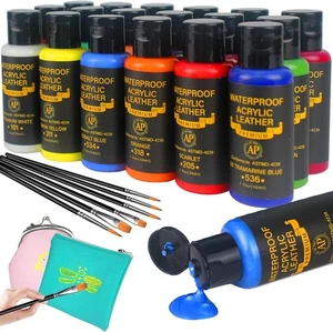 Acryl Lederfarben Set, 18 Farben für Schuhe, Taschen, Geldbörsen, wasserdicht & flexibel - Bild 1 von 7