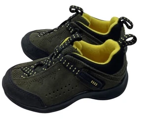 Lands' End Olive Green Black Suede Leather Hiking Shoes Casual Sneakers Kid Sz 9 - Picture 1 of 7