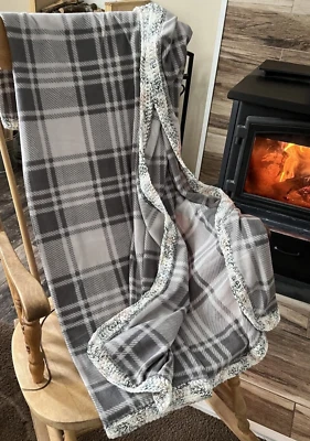 Hand Crafted New Fleece Throw Travel Carseat Stroller Hospital Sofa Camping Gift - Image 1 of 2