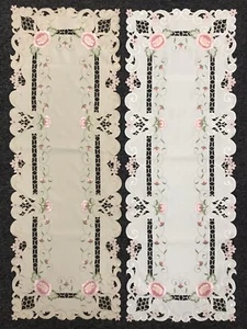 Embroidery Cutwork Polyester Embroidered Rose Placemats Table Runner Wedding - Picture 1 of 9