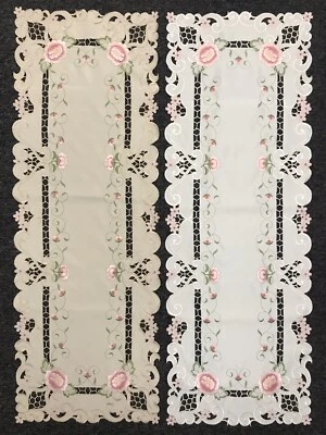 Embroidery Cutwork Polyester Embroidered Rose Placemats Table Runner Wedding - Image 1 of 4