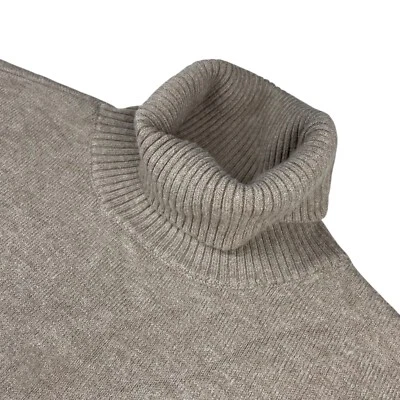 Saks Fifth Avenue Women's Turtleneck Faux Fur Sweater Beige • XL - Image 1 of 4