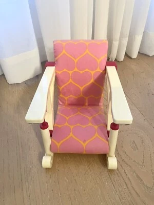 Battat Let's Hang Clip On Chair for 18" Dolls Pink Hearts on Orange Background  - Image 1 of 4
