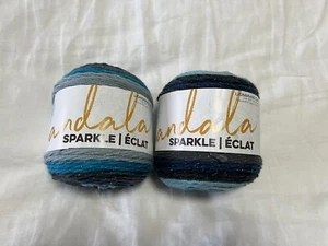 Lion Brand Yarn | Lot Of 2 | 527-315 Mandala Sparkle Yarn | Blue Aquarius - Picture 1 of 5