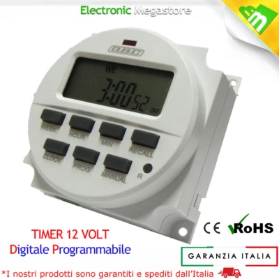 TIMER DIGITALE PROGRAMMABILE 12V 12 VOLT PER CACCIA NAUTICA SOLARE E LED - Immagine 1 di 3