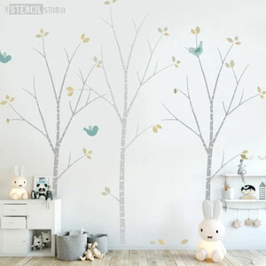 Birke Baum Schablonenpackung - inkl. Blätter & Vögel. Wandbild erstellen - Farbe hinzufügen 10691 - Bild 1 von 8