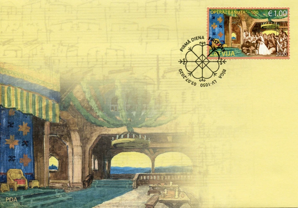 Latvia Music Stamps 2020 FDC First Latvian Opera Banuta 100 Years 1v Set - Image 1 of 1