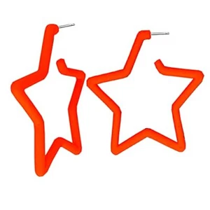 80 90s colorful star hoop earrings Colorful Big Hoop Earrings Retro Neon - Picture 1 of 4