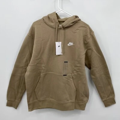 Sudadera con capucha pulóver de manga larga polar Nike Club para hombre logotipo marrón liso talla L Foto 1 de 4