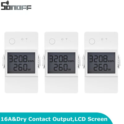 Interruptor inteligente 3 piezas Sonoff POW Elite WiFi 16A medición de potencia pantalla LCD