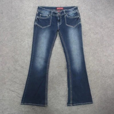 Pantalones de mezclilla para mujer Red Remache 12/13 azul lavado medio tiro bajo acampanados Foto 1 de 4