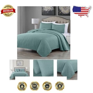 Machine Washable Oversized King Bedspread Set - 3-Piece Microfiber Comfort - Picture 1 of 12