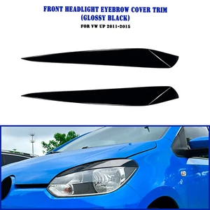 2x Gloss Black Headlight Eyebrows Eyelid Trim For Volkswagen UP 2011-2015 2012 - Picture 1 of 10