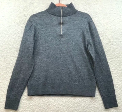 J Crew Sweater Mens Medium Gray Merino Wool 1/2 Zip Pullover Jumper Preppy - Image 1 of 4