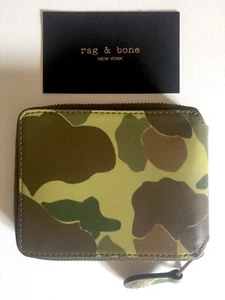 RAG & BONE NY RARE CAMOUFLAGE LEATHER ZIP AROUND MENS DESIGNER BIFOLD WALLET - Picture 1 of 12