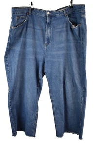 Marks & Spencer Womans Wide Leg Cropped Denim Jeans Plus Size 24R - Picture 1 of 10