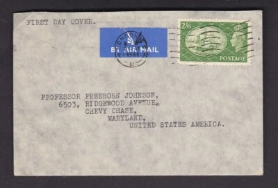 1951 Festival 2/6 High Value 3 MY cancel Air Mail to USA - no back flap - Image 1 of 2