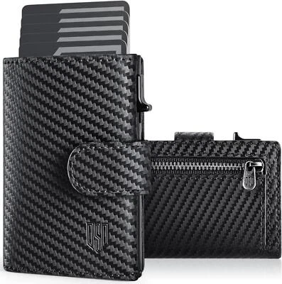 RFID Kreditkartenetui Herren mit Münzfach Pop-up Aluminium Schwarz - Bild 1 von 4