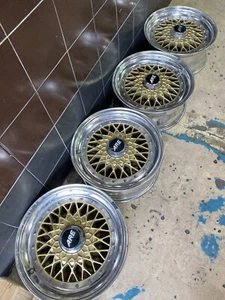 ARE Gold Mesh Wheels American Racing Rims 5x112 mm 16x7 Vintage Benz SL R129 - Picture 1 of 12