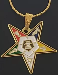 OES Goldton OES Anhänger mit Kette - Eastern Star Halskette - Bild 1 von 3