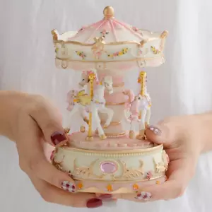 Gift Wrapped Music Box Carousel Horse Color Changing LED - Picture 1 of 8