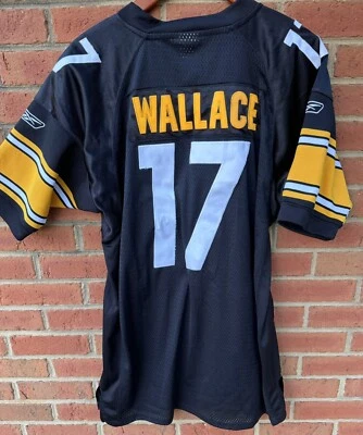 MIKE WALLACE #17 PITTSBURGH 钢人队复古 REEBOK SEWN 家用黑色球衣 50 XL — 第 1/4 张图片