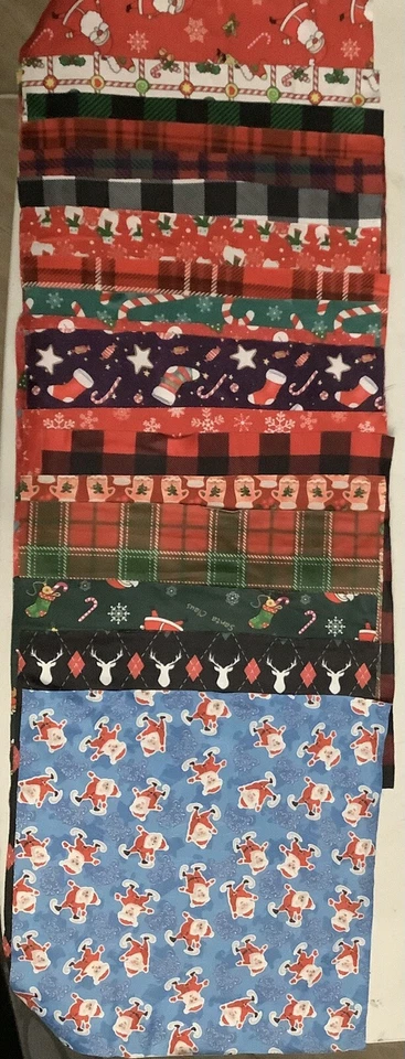 18 Pc Christmas Fabric Squares Sewing Patchwork Quilt Precut Fabric - Image 1 of 1