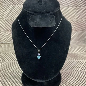 Platinum Plated SS Apatite Tanzanite Pendant 18” Chain - Picture 1 of 5